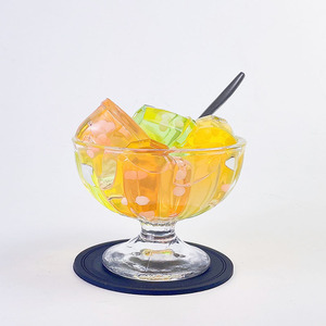 甜品玻璃杯自制沙冰雪糕杯极简网红高脚水果酸奶杯条纹冰激凌杯子