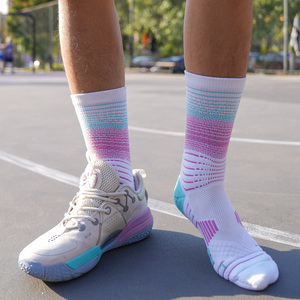 斯伯丁新款渐变篮球袜夏季中长筒袜青少年运动袜毛巾底男女精英袜