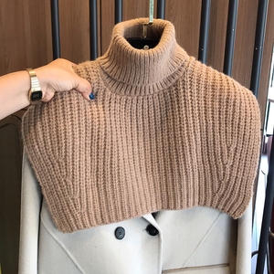 秋冬高领针织披肩男女加厚护颈毛线围脖假领子毛衣套头假衣领脖套