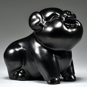 黑色实木质雕刻猪摆件十二生肖黑猪补角电视柜客厅卧室装饰工艺品