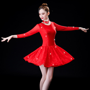 三步踩女舞裙表演服比赛演出练功服短款吉特巴连衣裙拉丁舞蹈服装