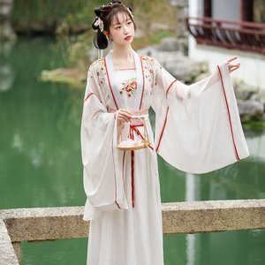 黛烟【香雪】夏季正品汉服女中国风齐腰襦裙白色广袖流仙裙改良款