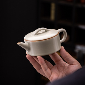 汝窑茶壶大号汉瓦壶陶瓷茶具开片汝瓷泡茶壶家用复古手工单壶单个
