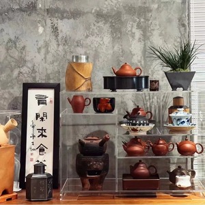 中式亚克力茶具展示架透明壶承托盘多宝阁置物架茶壶收纳架博古架