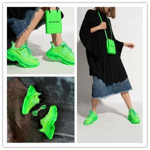 balenciaga 巴黎世家 triple s 荧光绿水晶底老爹鞋