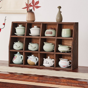 实木茶杯收纳架博古架茶具收纳盒桌面置物架多宝格架茶壶茶道茶架