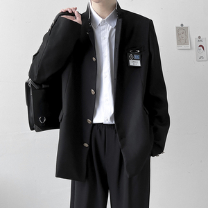 日系dk西装立领诘襟西服外套男秋季热血高校学院风新中式国风男装