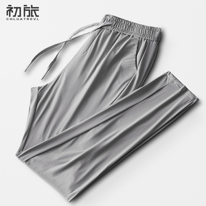 冰丝运动裤男夏季薄款透气直筒宽松弹力垂感高端商务休闲裤子男