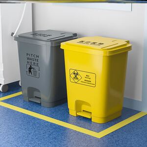 医疗垃圾桶黄色30升医疗废弃物推盖塑料分类污物桶脚踩式带盖户外