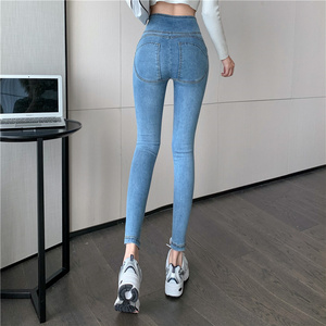 开裆牛仔裤女后腰拉链拉锁女裤牛仔裤女中间紧身拉链在后面的裤子