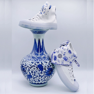 张艺兴同款联名1970s青花瓷帆布鞋男网红爆款冬季情侣高帮板鞋女