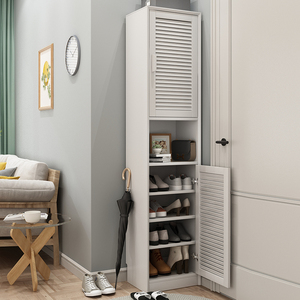 实木鞋柜门厅玄关柜单门鞋柜小窄百叶门透气整装阳台鞋柜简约现代
