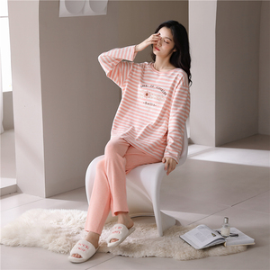 佳洁儿睡衣女春秋季纯棉长袖秋天休闲家居服套装2022年新款可外穿