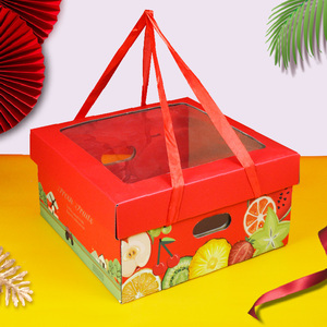 水果礼盒包装盒透明盖 高档精致通用大8斤手提红色纸箱空盒礼品盒