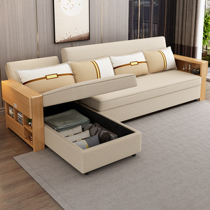 多功能实木沙发床升降客厅家用小户型单双人可折叠带贵妃折叠床