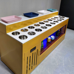 火锅店调料台串串香小料台蘸料台商用冷藏保鲜海底捞酱料台大理石