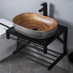 小户型挂墙式洗手盆不锈钢支架洗脸台盆柜组合陶瓷台上盆面盆架子