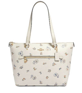 coach蔻驰白色花花朵纹手提购物袋单肩手提包gallery dandelion