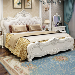 美式床欧式床全实木床现代简约双人床1米8主卧室高箱储物婚床大床