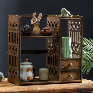 茶架子置物架桌面小号茶叶架茶壶茶杯摆设茶格子架放茶叶罐的架子