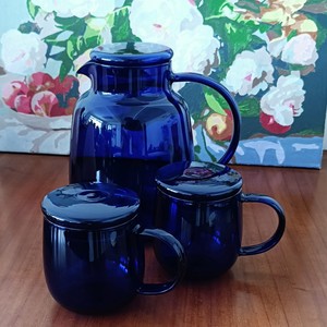 零极限太阳水蓝色耐高温玻璃水壶套装大容量茶壶水杯送清理贴