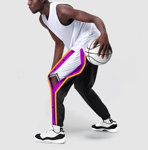 cba排扣裤男潮篮球训练fog扣裤加绒厚实战快脱运动裤全开扣出场裤