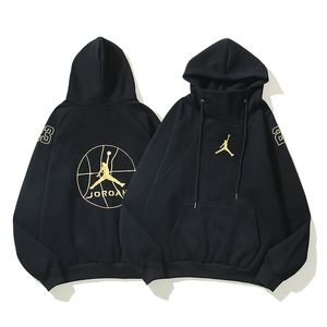 aj篮球飞人美式休闲刺绣流行冬季连帽高领加绒套头卫衣青少年潮流