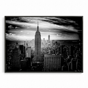 曼哈顿的天际线 黑白纽约城市摄影艺术印画 旁白voiceover 装饰画