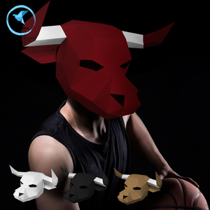 901人付款淘宝纸义堂万圣节克焰人头盔cos恐怖机械头套成人手工折纸