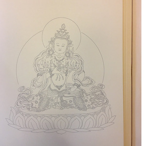 金刚萨埵画像线稿素材轮廓线条纸质唐卡涂色手绘临摹白描a4规格