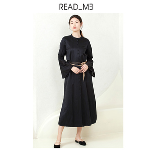 me读我女黑色复古自然起皱长款外套20502213readme女装旗舰店1519