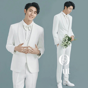 影楼拍照男士西装婚纱摄影黑色主题旅拍写真礼服男装时尚修身西服