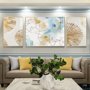 金时蓝逸客厅装饰画北欧风格墙上挂画简美油画轻奢抽象温馨墙壁画