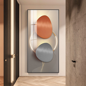 几何叠影意式轻奢玄关装饰画现代抽象立体感走廊尽头壁画楼梯挂画