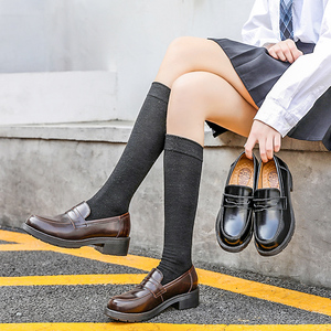 真皮小皮鞋女春秋百搭学生日系学院风基础jk制服鞋中跟乐福鞋秋季