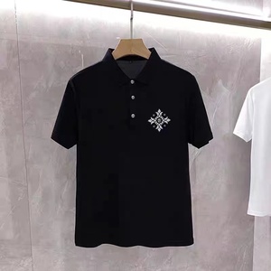 chrome hearts 克罗心 梵文烫钻十字架polo衫男休闲翻领短袖t恤