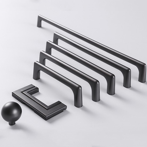 美式简约灰黑色橱柜拉手大衣柜拉手加长门把手抽屉柜子单孔圆拉手