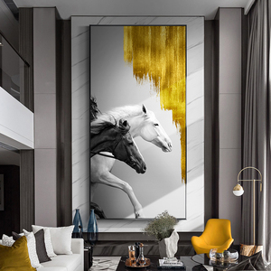 5d钻石画满钻飞黄腾达贴钻十字绣客厅玄关马到成功钻石绣2021新款