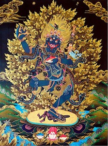 结缘佛像画像金刚黑忿怒佛母空行母画像唐卡挂画金刚亥母相纸塑封