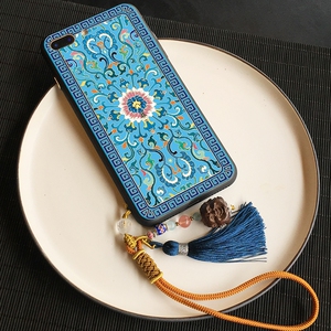 清代景泰蓝纹花卉浮雕原创中国风苹果iphone 678 plusx全包手机壳