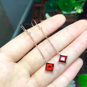 s925纯银方形耳钉耳坠耳饰空托尺寸6*6mm代镶嵌翡翠刚玉碧玺玉石