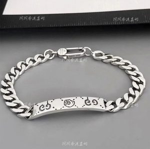 gucci古驰手链情侣小精灵骷髅古巴链ghost男女纯银首饰情人节礼物