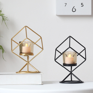 创意几何家用烛台摆件北欧轻奢浪漫蜡烛灯铁艺婚庆道具桌面装饰品