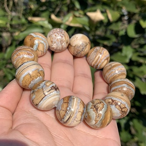 猛犸象牙20mm臼齿多宝手串 12粒圆珠手链猛犸牙珠子 送礼收藏