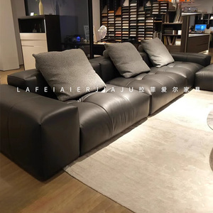 真皮像素沙发客厅原版saba设计师头层牛皮意式极简模块沙发组合