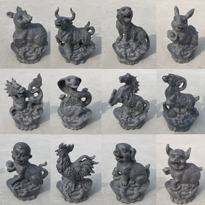 12生肖摆件青石石材雕刻石头十二生肖鼠牛虎兔龙蛇马羊猴鸡狗猪