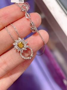 【天御彩宝】天然南非钻石项链万能扣黄钻20分fancy yellow港工