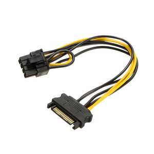 SATA 15pin转8Pin 显卡电源线 6PIN+2PIN 电脑显卡供电线15P转8P