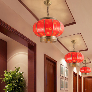 中式全铜红灯笼吊灯古典中国风过道阳台灯防水户外庭院别墅大门灯