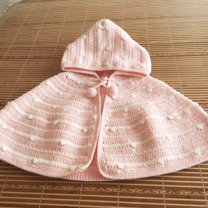 手工钩织可爱宝宝披风/斗篷/上衣/外套/毛线编织婴儿披肩成品包邮